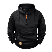 Herrehettegenser med glidelås og ermlomme - Stilig, avslappet genser for sport og friluftsliv - 100 % polyester, komfortabel passform