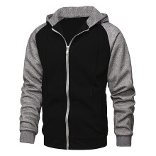 Sweat à capuche zippé à manches longues pour homme, color block, avec poches