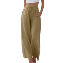 Weite Damenhose, Damenhose in Übergröße, bequeme, einfarbige Freizeithose mit elastischem Bund und weitem Bein, Palazzo-Hose, lässige Loungehose