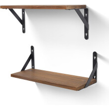 himaly Floating Shelves Set of 2 Rustic Wooden Shelves Decorative Wall Shelf Brackets Storage Book Shelves for Screw Mounted Shelf, 17in