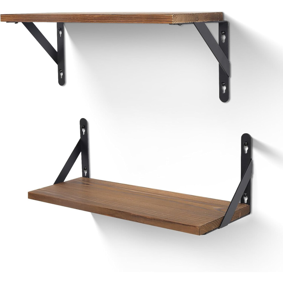 Himaly Floating Shelves Set Of 2 Rustic Wooden Shelves Decorative Wall Shelf Brackets Storage Book Shelves For Screw Mounted Shelf, 17In 5051223011248