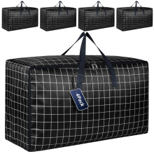4 Pack Extra Large Storage Box with Lids for Moving House, Wardrobe Heavy Duty Laundry Storage Bags with Zips for Clothes, Strong Organiser Packing