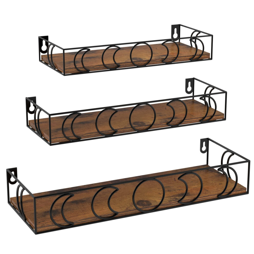 Eympeu Moon Motif Floating Shelves, Set Of 3 Kitchen Wall Shelves, Bedroom Wall Shelf 5051223012825