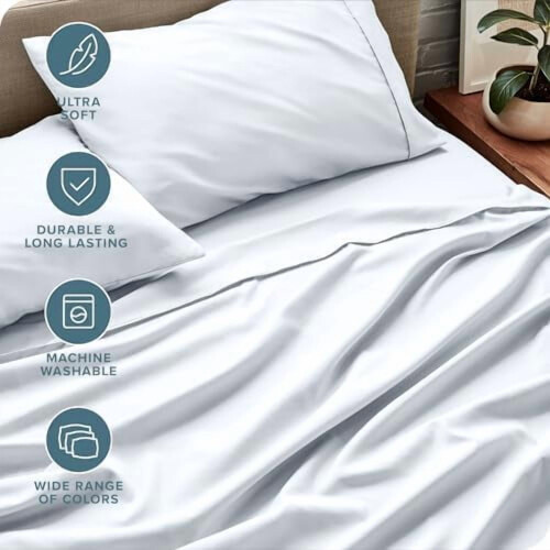 Queensize lakenset van ultrazachte microvezel, 4-delig 2