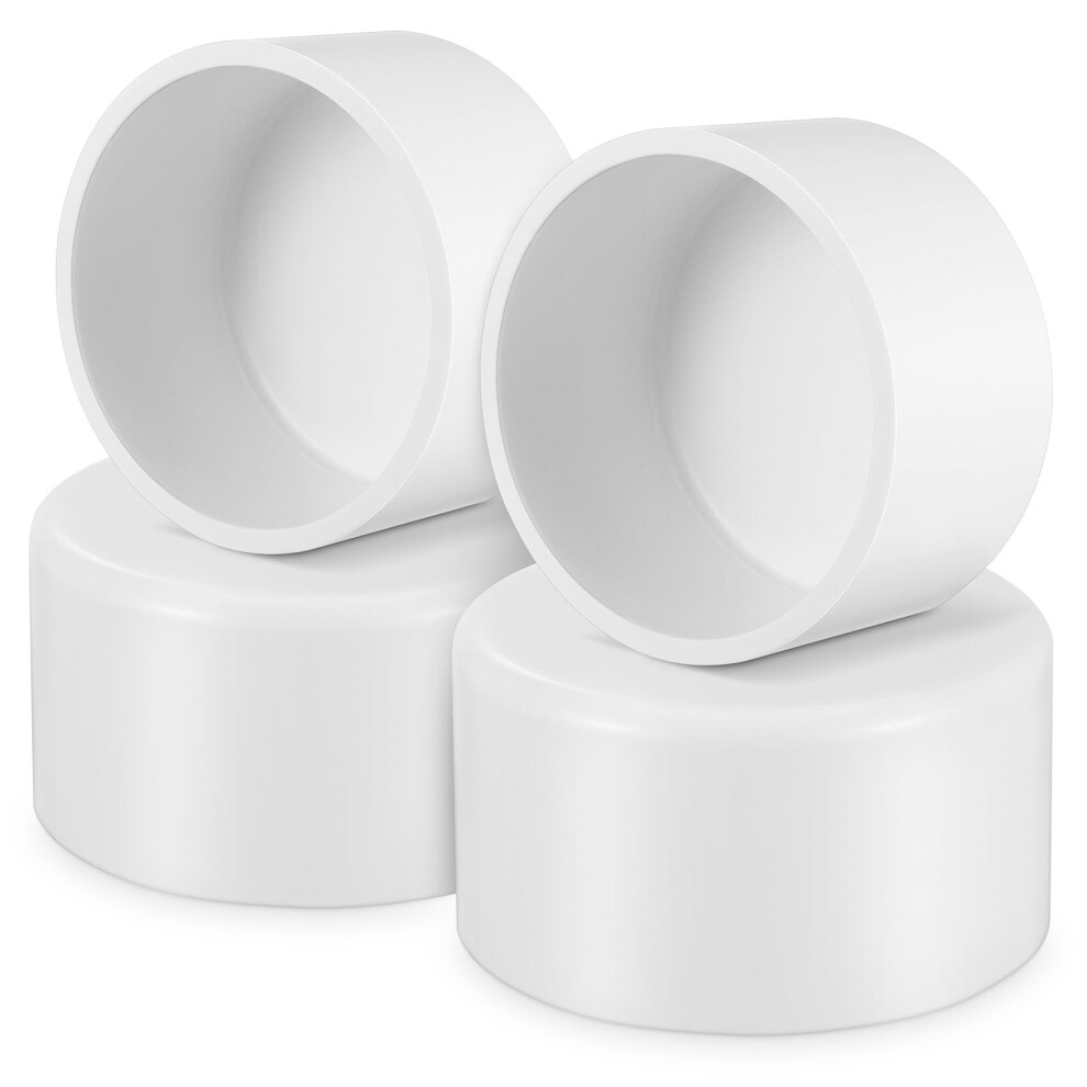 4 Pcs White Pvc Pipe End Cap Fitting, 63Mm Id 9104899431066