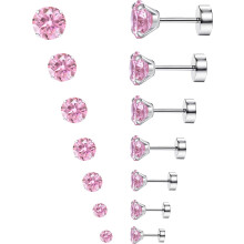 7 Pairs Stainless Steel Cartilage Earrings 20G, Hypoallergenic CZ Studs, Flatback Barbell Set for Women & Men (2MM-8MM)