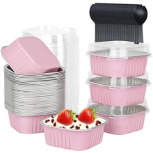 Štvorcové hliníkové formy na muffiny s pokrievkou s objemom 283 g – 40 kusov