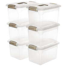 Citylife 6 Packs 8L Storage Boxes with Lids Clear Plastic Box with Handle Stackable Storage Boxes, 31.5 * 22.5 * 19.5cm