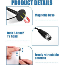 FM DAB Radio Antenna for Stereo System and AV Receiver - Universal Indoor Antenna with Extension Cable