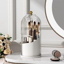 Klar roterende makeupbørsteholder med glidende låg