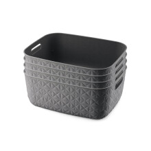 CURVER Softex 4x 12.5L Storage Baskets, 100 percent Recycled Material, Lightweight, For Bathroom, Living Room, Kitchen, Dark Grey