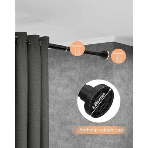 Varão de cortina de alta tensão, 66-120 polegadas, preto, sem necessidade de furar, compatível com cortinas para uso interno e externo. 2