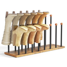Boot Organiser 8-Pair Welly Boot Rack With Cedar End Metal Shoes Rack Outdoor Shoe Storage Wood Base
