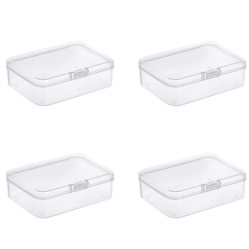 Leliafleury 9.1x5.9x2.5cm Transparent Plastic Organizer, 5Pcs Empty Mini Rectangular Storage Containers Clear Plastic Storage Boxes with Lids for