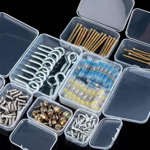 Leliafleury 9.1x5.9x2.5cm Transparent Plastic Organizer, 5Pcs Empty Mini Rectangular Storage Containers Clear Plastic Storage Boxes with Lids for 2