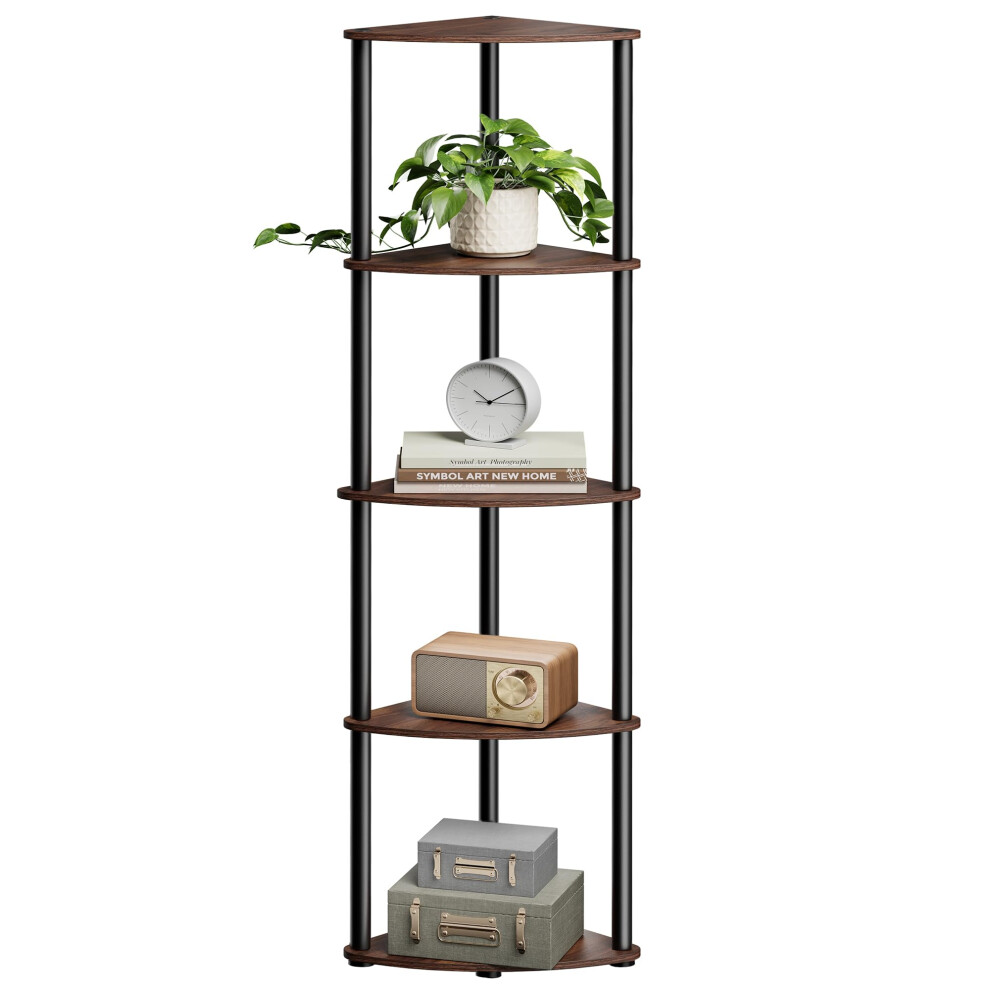 Songmics Home Superfast Toolless Assembly, 5-Tier Corner Shelf, Corner Shelving Unit, Corner Storage Stand, 38.3 X 27 X 139 Cm, Living Room, Bedroom, 5051223010012
