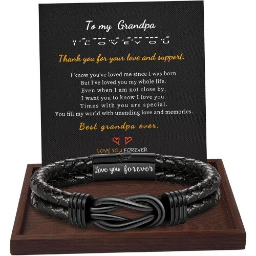 Pulseira masculina trançada em couro marrom (1 peça)
