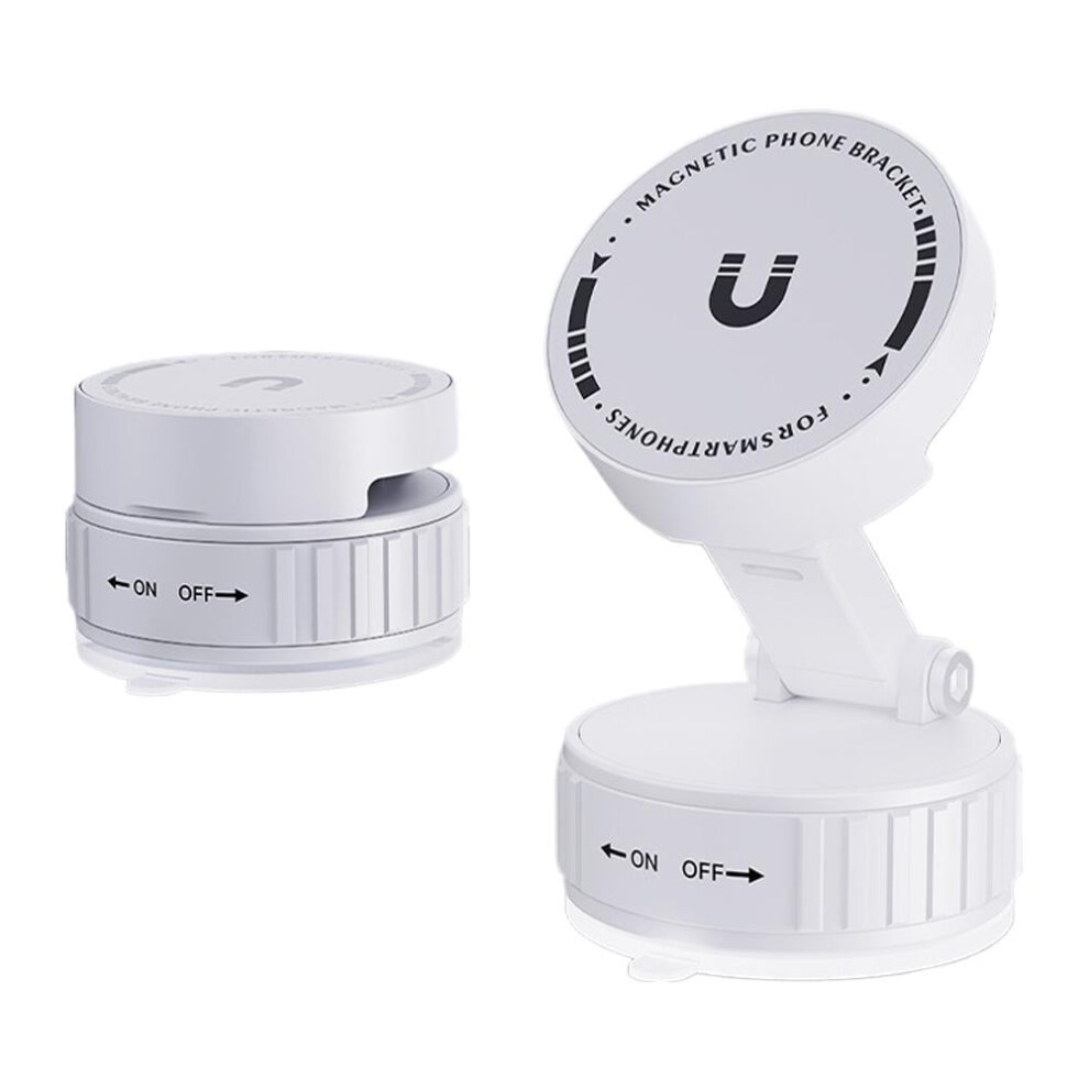 360 Adjustable Magnetic Car Phone Holder Vacuum Suction Foldable For All Smooth Surfaces Black/White 9165521438969