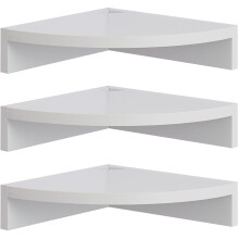 Conamily Corner Shelves,set of 3 White Natural Wood Floating Corner Shelves with Wire Hole Hanging Corner Display Shelf for Living Room Kitchen