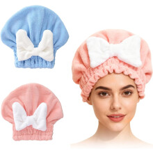 Microvezel handdoek voor het haar met capuchon en strik (2- of 4-pack)