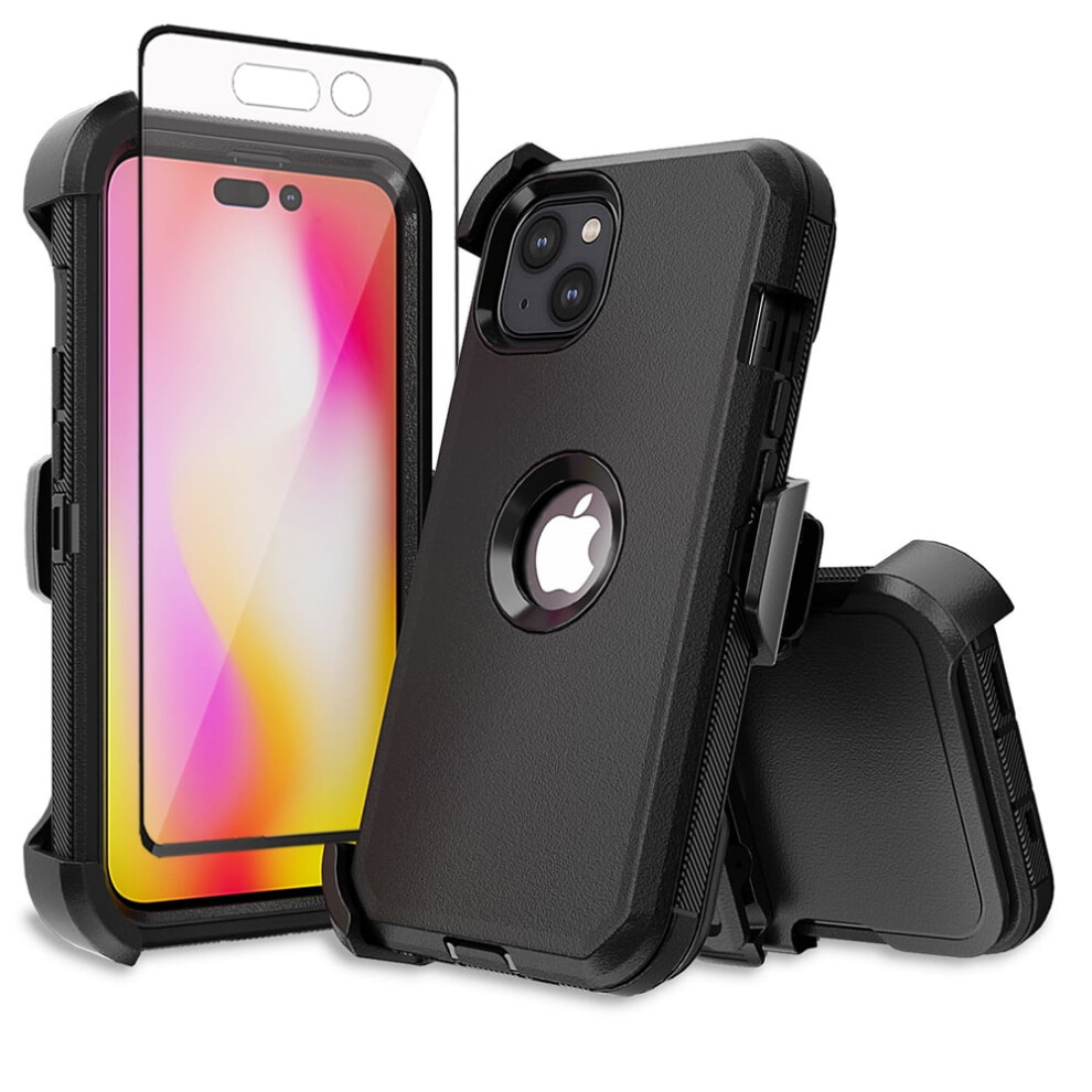 Xhy Compatible With Iphone 14 Plus Case: Military-Grade Shockproof Armor With Belt Clip, Holster & Screen Protector Â Black 9165521439539