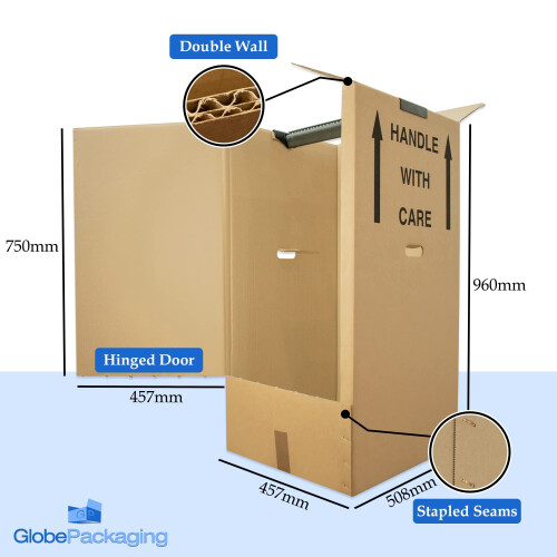 Globe Large Strong Wardrobe Garment Double Wall Removal Boxes - Select Qty (3) 1