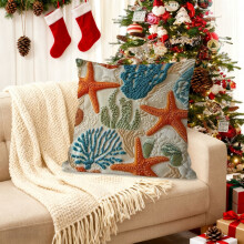 Fodera per cuscino decorativo in peluche ricamata 45x45 cm