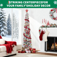 6FT Pre-Lit Christmas Tree 500 LED PE PVC Hinged