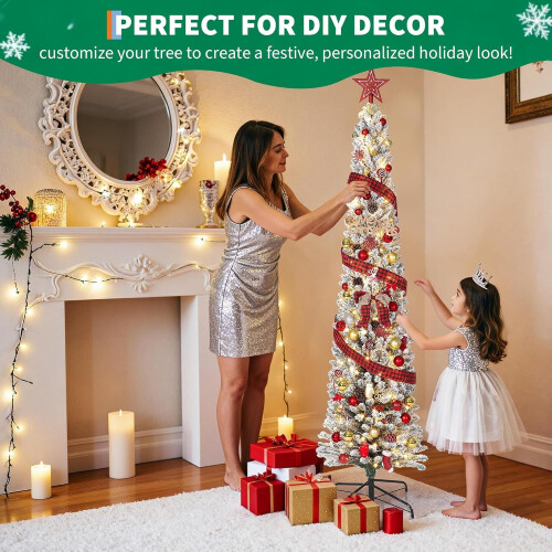 6ft Pre-Lit Artificial Christmas Tree with 500 LED Lights 2