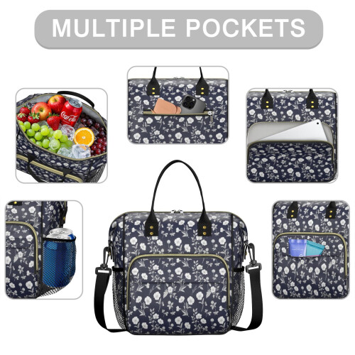 Μεγάλη τσάντα φαγητού Pioneer με floral print και μονωμένη στεγανότητα για γυναίκες – 1
