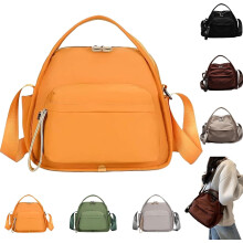 Dames crossbody schoudertas, lichtgewicht, stevige nylon schoudertas met ritssluiting, grote capaciteit (geel)