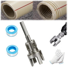 2026Oppgradering3-delers rørgjengings- og gjengeverktøysett for 1/2", 3/4", 1" rør, kompatibel med elektrisk drill (1/2 tomme)