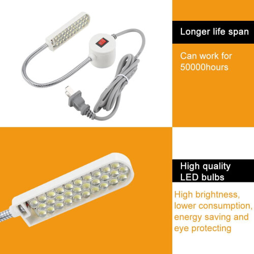 Lampada per macchina da cucire, 30 LED, lampada a collo d'oca con base magnetica 2