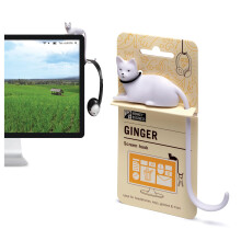Monkey Business Ginger The Cat Tail Hook for Computer Screen, Tight Spaces, Hang Keys, Accessories in Easy Reach (White)