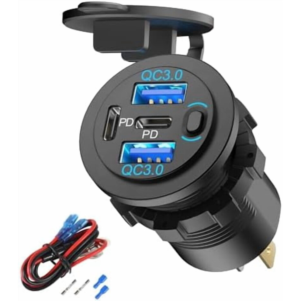 12V Car Charger 78W 4-Port With Dual Pd3.0 Qc3.0 9087558871550