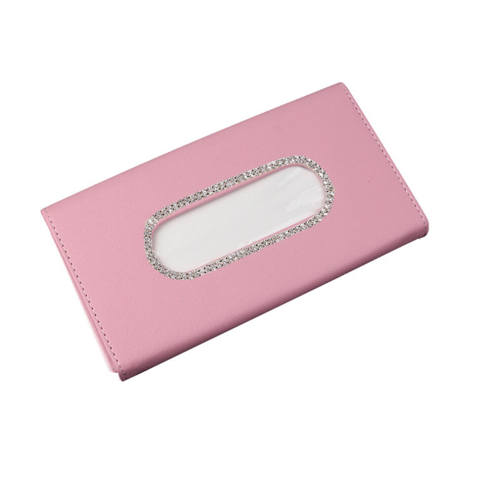 Car Visor Tissue Holder Pu Leather Backseat Tissue Case Car Accessories For Women For Car Truck Suv With Rhinestone 9405492762565