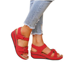 Sandali da donna in offerta, ciabatte estive da donna, scarpe casual da donna, sandali con zeppa leggeri, rossi, taglia 38