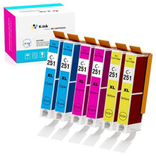 Vervangende inktcartridge voor Canon CLI-251CLI251XL (2 cyaan, 2 geel, 2 magenta)