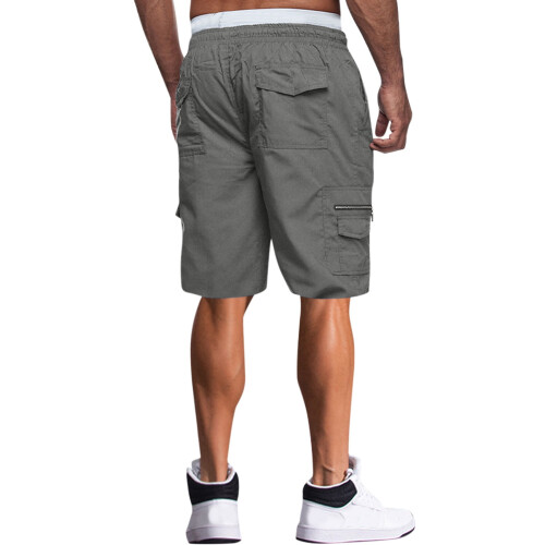 Calções cargo masculinos Heyac, cintura alta de 5 polegadas, elásticos e macios, para uso urbano, com modelagem folgada e vários bolsos. 1