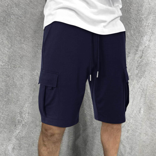 Ανδρικό Σορτς Casual Casual Μονόχρωμο Παντελόνι με Κορδόνι στη Μέση, Αθλητικό Σορτς 2