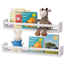 Gieanoo Floating Shelves, Solid Natural Wood ?hite Nursey Shelves Wall Mounted Set of 2 Wall Bookshelves Toys Storage Organizer for Kitchen Spice