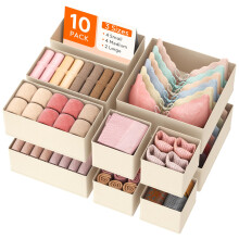 Lifewit 10 Pack Drawer Organiser, Collapisble Fabric Chest of Draw Dividers for Closet, Dresser, Nursery, Bedroom, Foldable Cube Boxes for Clothes,