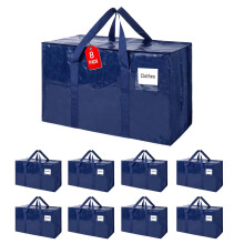 ZFWDSY Moving Bags 93 L, 8-Pack Storage Bags with Zipper & Handles, Heavy Duty Large Moving Boxes, Moving Totes, Blue Packing Bags for Travel Duffle