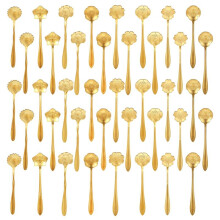 40 Stück Goldene Kaffeelöffel, Dessertlöffel Aus Edelstahl, Blumenform, 12,7 cm, Demitasse-Löffel für Geschirr, Küche, Café, Bar