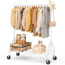 EAGMAK Heavy Duty Clothes Rail Load 180 KG, Rolling Garment Rail with Lockable Wheels, Standing Metal Clothing Rack, Portable Wardrobe Rack Sturdy
