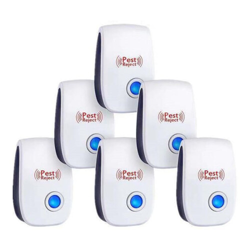 6Pcs Ultrasonic Pest Repeller Insect Bug Repeller Long Range Pest & Insect Deterrent Multi-Function for Bugs EU Plug