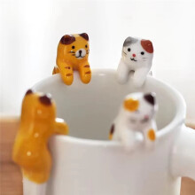 Cuchara Colgante Cerámica con Forma Animal, Cuchara Postre para Café, Cuchara Gato con Dibujos Animados, Cuchara Colgante Única con Forma Gato,