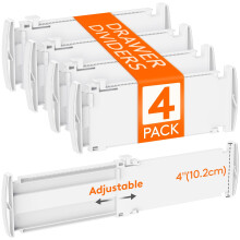 Lifewit 4 Pack Drawer Dividers Plastic 4" High, 10.5-17" Adjustable Drawer Organisers for Clothes, Expandable Dresser Separators in