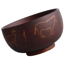 Large Wooden Salad Bowl with Exquisite Carving and Thick Base for Multipurpose Serving