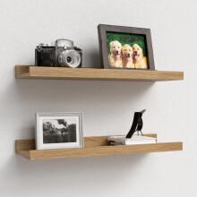 RICHER HOUSE Oak Floating Shelves for Wall Set of 2, 40 CM Wood Floating Shelves Modern for Photo Ledge Display, Wall Decor, for Room Decor, Living